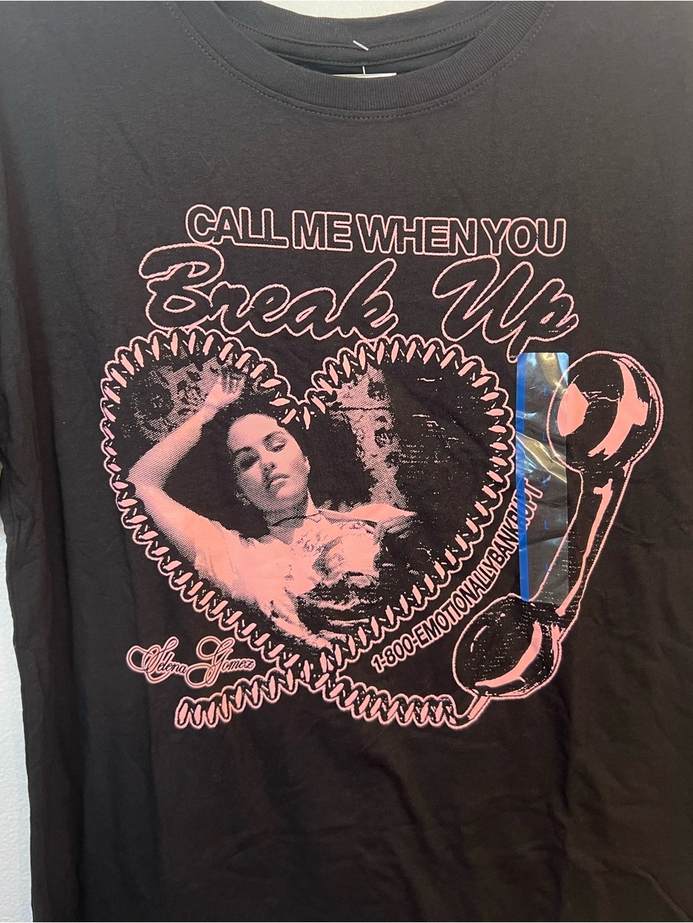 Selena Gomez Black Tee with Pink Heart Graphic - Picture 2 of 5